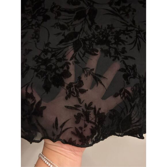 Women's Y2K mock neck Sheer Floral Velvet Flock Crop Top sz S? Romantic Goth, Co - Picture 5 of 7